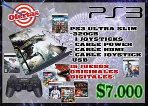 Ps3 Con 15 Juegos/320gb/hdmi/slim/skin De Regalo!!!