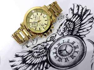 Reloj Unisex Strong Dorado Con Cuadrante Blanco Strbl