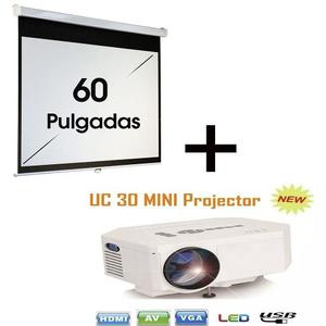 Combo Proyector Uc Lúmenes 100'' Hdmi + Pantalla 60