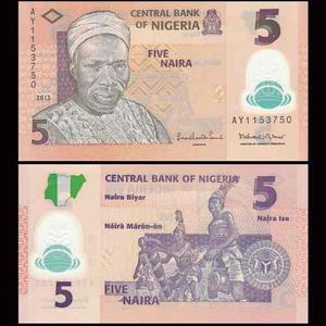 Nigeria 5 Naira Billete De Polimero Nuevo Sin Circular