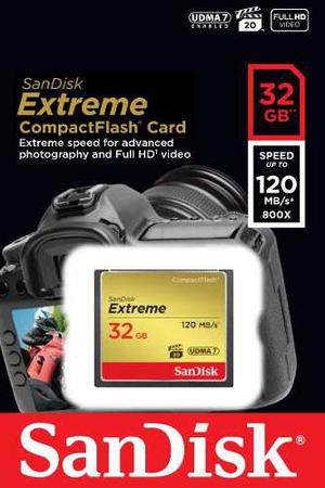 Tarjeta Memoria Compact Flash 32gb Extreme Sandisk 800x Cf