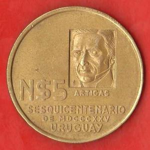 Uruguay Enormes 5 Nuevos Pesos  - Conm. Sesquicentenario