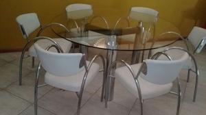 VENDO MESA + 7 SILLAS EXCELENTE ESTADO