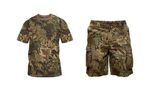 Conjunto Camuflado Forest Leather Bermuda + Remera Caza 3d