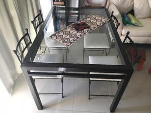 Juego De Comedor De Hierro Forjado 1.50 X 1.0 Y 4 Sillas