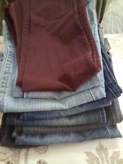 Lote De 10 JEANS Y 1 CAMPERA DE CUERO De Mujer -USADO-