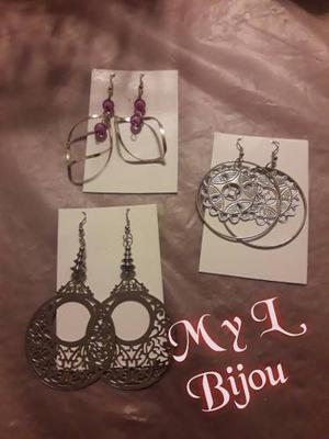 Lote De 3 Pares De Aros De Fantasia Por $120