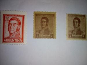 Estampillas General San Martín 2 Centavos Y De 20 Pesos