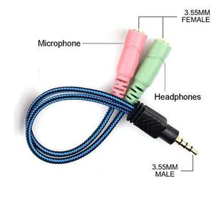 Cable Divisor Audio 3,5 4 Polos 3 Polos Micrófono Auricular