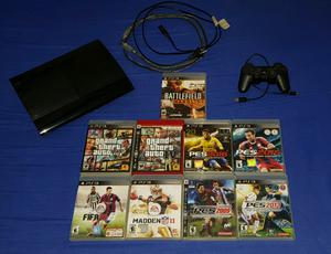 PS3 CON 500GB + 1 JOYSTICK + 9 JUEGOS