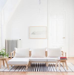 Sillon Tres Cuerpos Laqueado Diseño Nordico Madera Deco