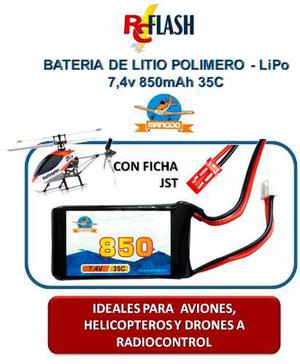 Batería De Litio Polímero Lipo 7.4v 850mah 35c Helis