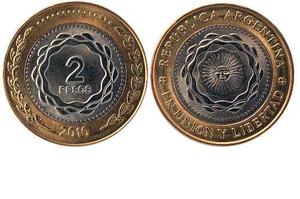 Moneda De 2 Pesos Argentina En Unión Y Libertad