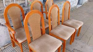hermoso juego de sillas en madera de cedro tapizadas