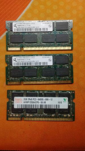 memorias ram para notebooks DDR2