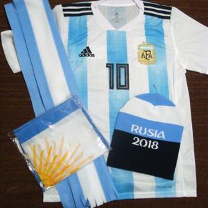 PACK X4 Vamos Argentina [Camiseta-Gorro-Bufanda-Bandera]