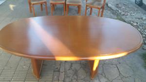 mesa oval de cedro extensible
