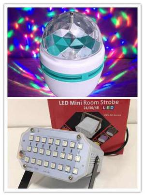 Combo Luces Mini Disco Foco Led Multicolor Y Mini Flash Led