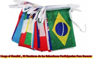 Llega El Mundial,32 Banderas De Las Selecciones Para Decorar