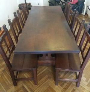 VENDO MESA ALGARROBO CON 8 SILLAS