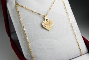 Conjunto Cadena + Medalla Corazón Grabado Aniversario 1.1