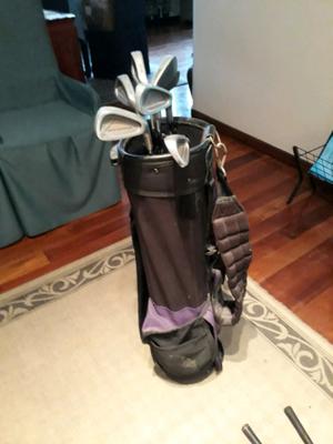 Carrito plegable + bolso + set de palos golf Spalding