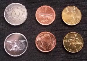 Lote x3 monedas ASIA, ÁFRICA, OCEANÍA $ 67