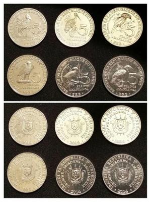 Lote x6 monedas Burundi - Serie completa 5 Francs 