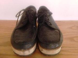 Usado Zapato Mishka Cuero Simil Cocodrilo Negro/gris