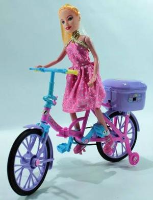 Bicicleta Barbie Pilas Juguete Niña Muñeca Movimiento