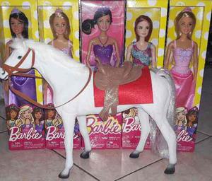 Muñeca Barbie Original + Caballo Blanco Grande! 27x30 Cm!