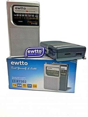 Radio Ewtto Am-fm Usb-sd, Bateria Recargable !! 
