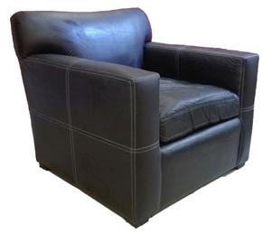 Sillon individual de un cuerpo cubo ecocuer negro costura