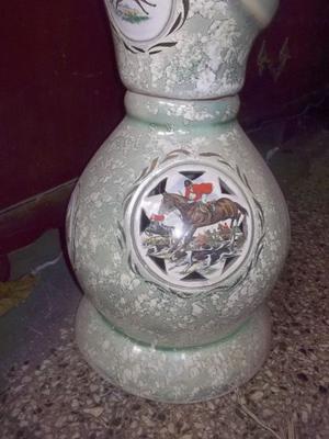 antigua lampara de pie retro de ceramica policromada 3 luces