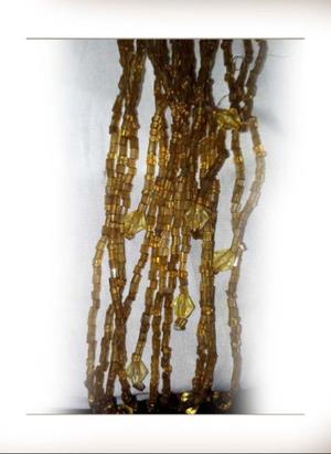 cinto en mostacilla dorada largo cintura65cm