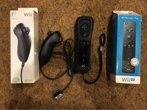 Wii Remote Negro Con Wii Motion Plus + Nunchuck C/cajas