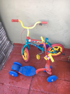 Monopatín y bici infantil
