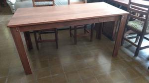 mesa de 1,60m algarrobo + 6 sillas tablero