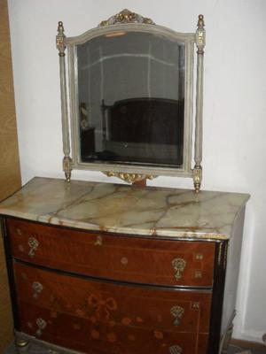 Espejo Patinado Biselado Vintage Francés Luis XVI
