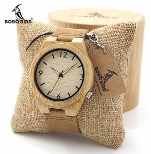Reloj Madera Bambu Unisex Importado Classic Leather
