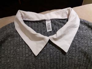 BUZO GRIS con detalle de camisa blanca