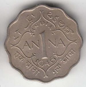 Moneda - India -  Anna - Ocup. Britanica -tesoros