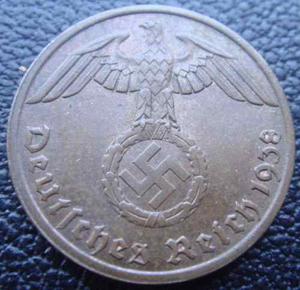 Moneda-alemania Reich- 1 Rpf - Esvastica -  -tesoros