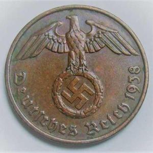 Moneda-alemania Reich- 2 Rpf - Esvastica -  -tesoros