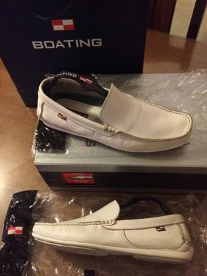 Zapatos Náuticos Boating Crew Hombre Blancos, como nuevos!!