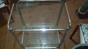 vendo mesa antigua de vidrio para tv 