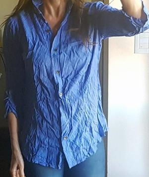 Camisa mujer fibrana. Azul francia. NUEVA
