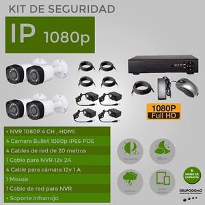 Kit De Seguridad Ip Nvr 4 Cámaras p