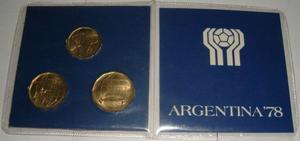 3 monedas recordatorias del Mundial 78