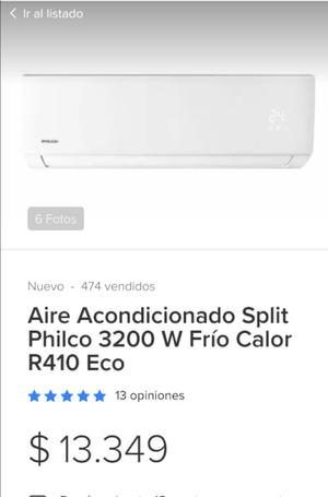  al contado Aire acondicionado philco f frio calor